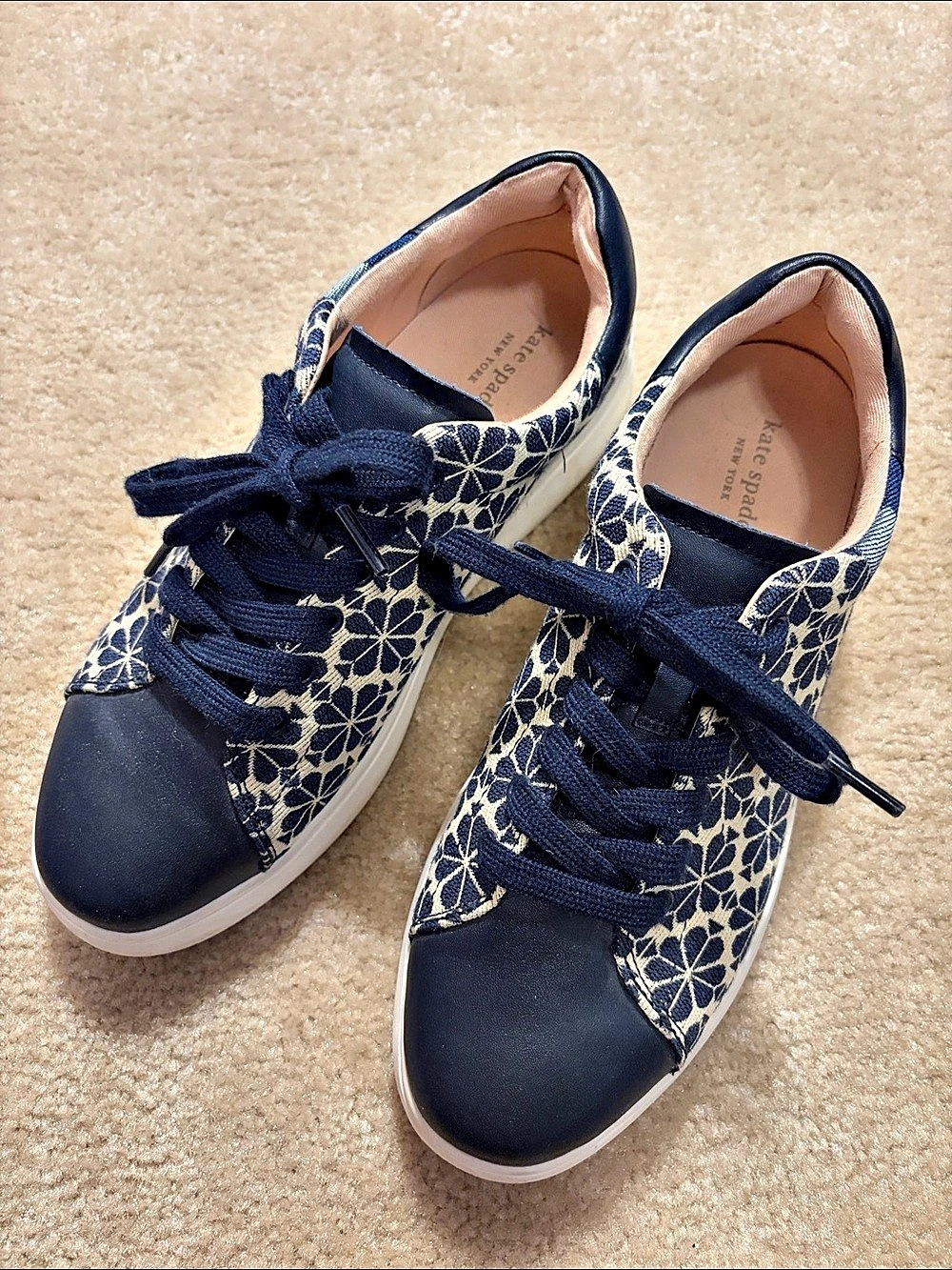 kate spade new york Kate Spade Flower Jacquard Sneaker Blue & White US 9.5